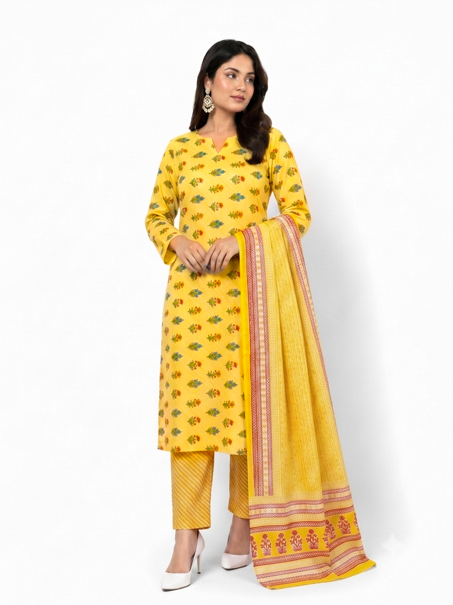 Joypuri Three Piece|জয়পুরী থ্রি-পিস |Floral Harmony